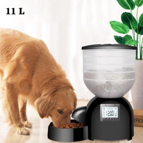 11L Pet Cat Feeder Dogs Automatic Feeder Cats Food Dispenser Dog Kitten Food Bowl Puppy LCD Recording Time Setting Feeding Bowl