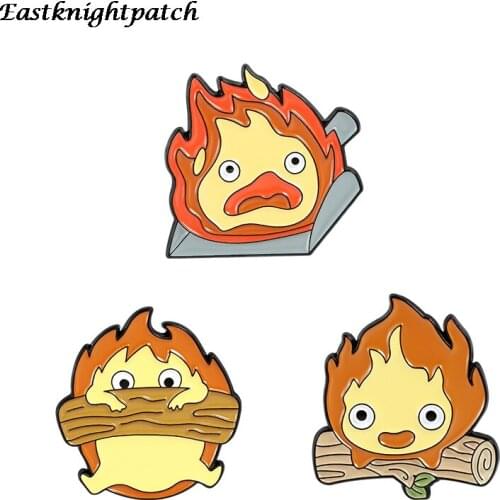 12pcs/lot E2936 Fashion Pin Flame Enamel Pins Backpack Bag Brooch badges for Clothing Tie Pin Charm Cartoon Kids jewelry
