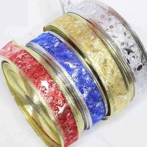 2Meter/roll 50mm Glitter Organza Ribbon Bow Xmas Tree Decoration Gift Decor Craft Christmas Decoration For Home