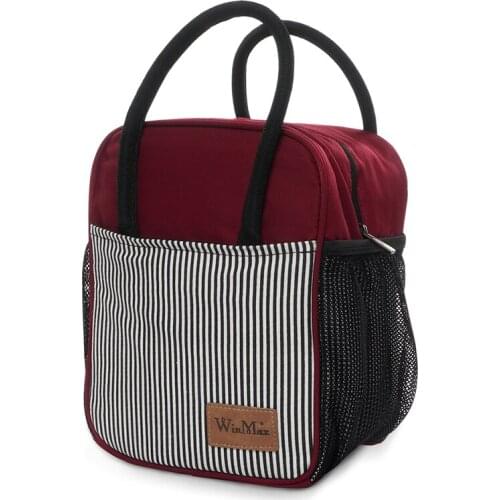 2020 Winmax Thermal Insulated Lunch Bags for Women Striped Totes Icepack Picnic Cooler Handbag Kids Container Food Storage Bags
