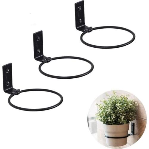 3pcs/set Wall-Mounted Flower Pot Rack Metal Iron Ring Sleeve Storage Racks Home Flowerpot Supports