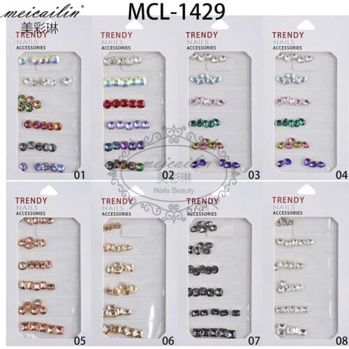 30pcs Crystal Gems Mix Shape Colorful Flatback Rhinestones Glass Stones 3D Charms Nail Art Decorations DIY Manicure Tool