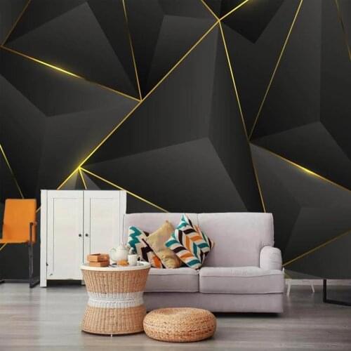 Milofi custom 3D wallpaper mural modern golden line geometric background wall living room bedroom decoration painting wallpaper