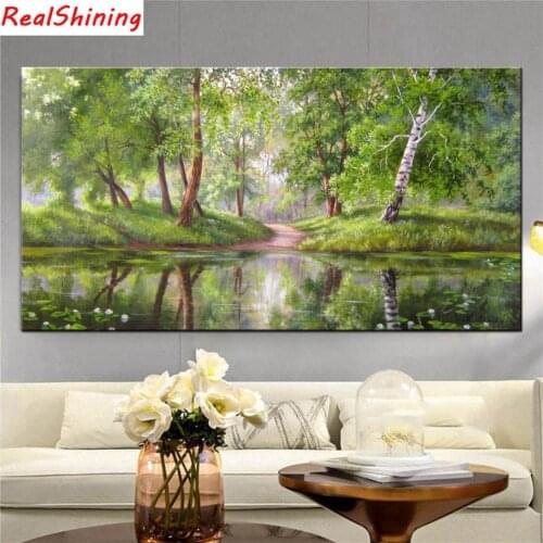 Large size picture Forest river diamond Embroidery diy diamond painting mosaic painting 3d cross stitch H2485