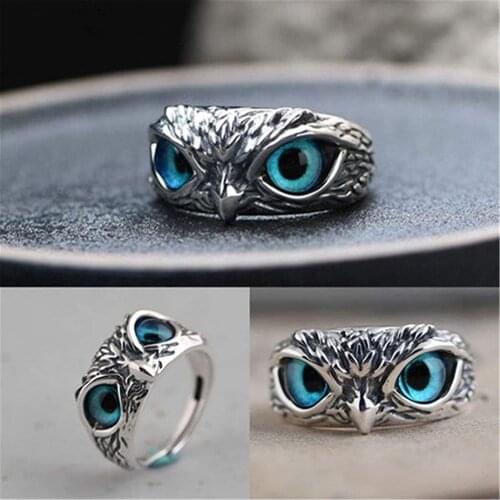 Charm Vintage Cute Men and Women Simple Design Owl Ring Silver Color Engagement Wedding Rings Jewelry Gifts