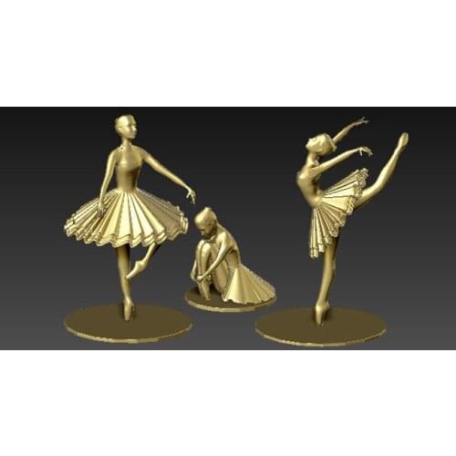 Digital file 3pcs 3D carved figure sculpture 3d model for cnc machine in STL file format -The Ballet Dancer