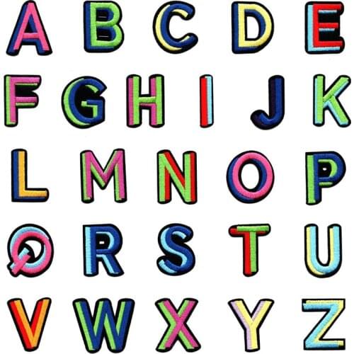 Embroidered Letters Iron On Patch Applique Alphabet Patches For Kid Clothing Bags Sewing Name Badge Patch Accessories