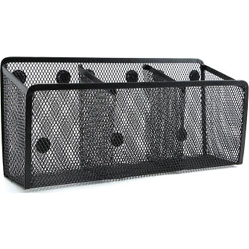 FFFAS Metal iron mesh office home cultural and supplies storage stationery magnetic two grid square pen holder