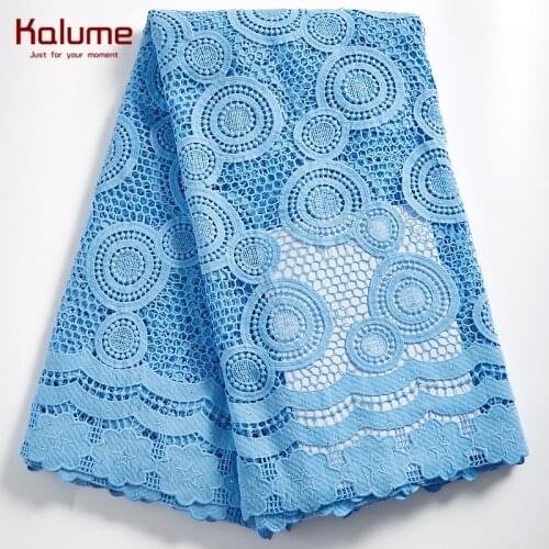 Kalume African Guipure Lace Fabric 5 Yard Nigerian Water Soluble Cord Lace Fabric Hollow Out Lace Fabric For Women Wedding H2314