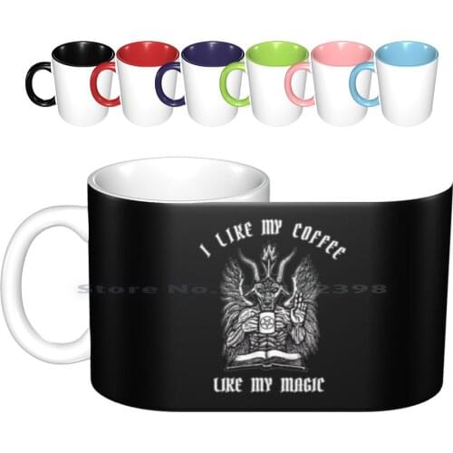 Baphomet Coffee Ceramic Mugs Coffee Cups Milk Tea Mug Supernatural Azhmodai Crowley Pentagram Necronomicon Baphomet Magic Black