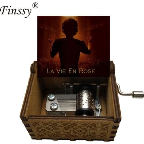 Creative music box French song la vie en rose Wooden Music box birthday Gift For Christmas Birthday party friends gift boxs
