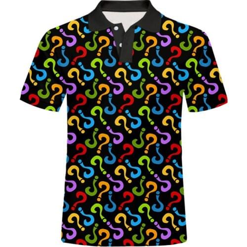 IFPD EU Size Summer Women/men 3D Print Color Question Mark Polo T Shirt Unisex Short Sleeve Shirts Casual Streewear Polo Shirts