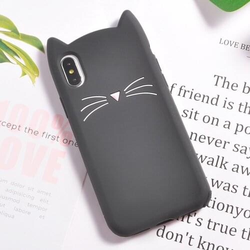Cute 3D Ears Cat Case For iPhone 11 Pro Max XR X XS Max 7 8 Plus SE 2020 Case Fun Animal Soft Cover Fundas For iPhone 6 6S Coque