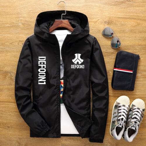 Defqon 1 Rock Mens Casual Spring Baseball Bomber Windbreaker Zipper Thin Hooded Cycling Skin Coat Jacket Male Plus Size 6XL