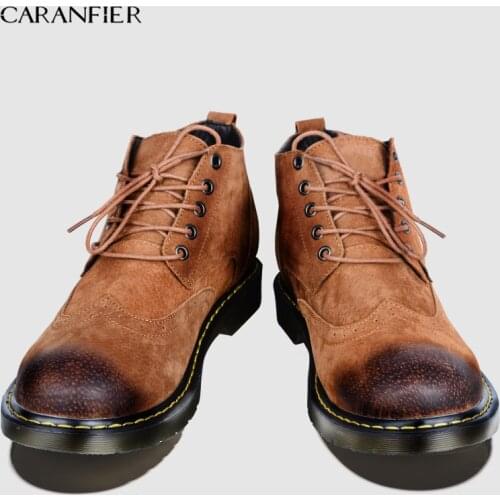 CARANFIER Mens Shoes Top Quality Male Walking Boots Genuine Leather Mens Climbing Shoes Sport Boots Non-slip Waterproof Sneakers