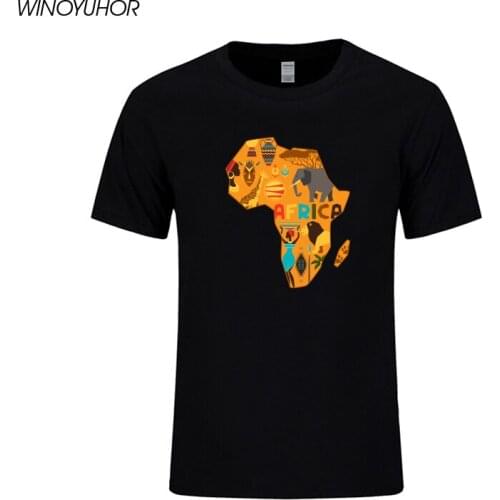 2020 New Arrival The Map Of Africa Creative Printed T Shirts Men Summer Short Sleeve Cool T-shirts Funny Hip Hop Clothing