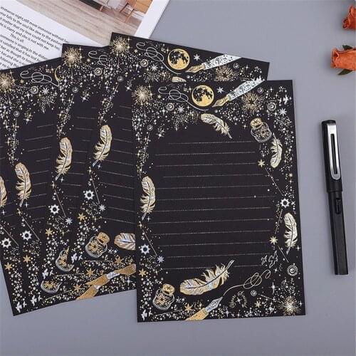 8pcs Vintage Stationery Paper Writing Stationery Paper Letter Set, 8 sheets of letter papers, Musical Note Feather Pattern