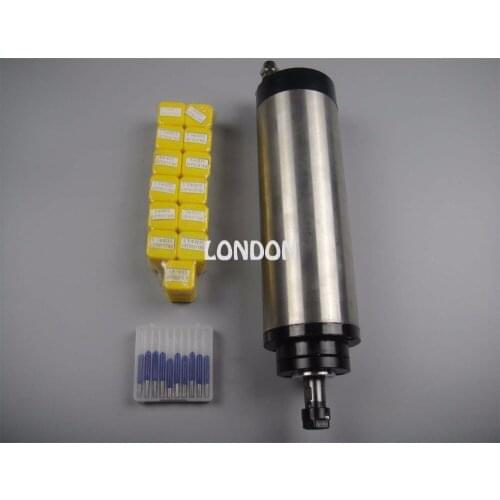 CNC spindle kit ER11 800W water cooling spindle motor + 13 pieces ER11 collets+10 pieces cnc engraving bits
