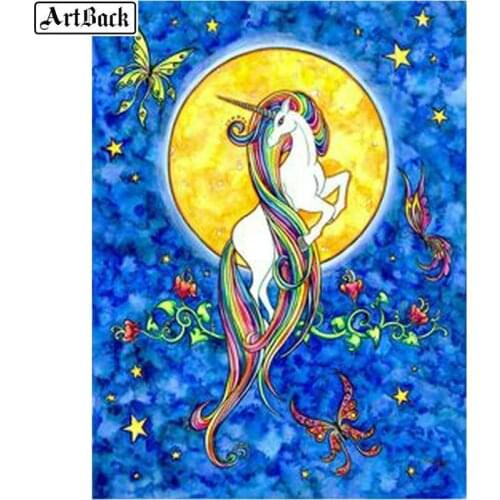New Arrival 5d Diamond Painting Unicorn Full Square Drill Animal Landscape Diamond Mosaic Diamond Embroidery Sticker
