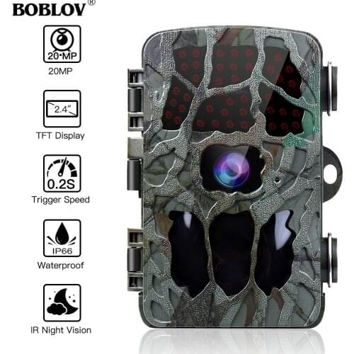 BOBLOV 20MP 1080P Hunting Camera 0.2s Trigger Wildlife Camera Scouting Security Hunting Trail Cameras IP66 4K Photo Trap Outdoor