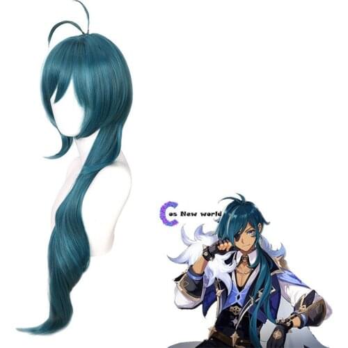 2021 Game Genshin Impact Kaeya Alberch Dark Green Long Wig Cosplay Costume Heat Resistant Synthetic Hair Party Wigs