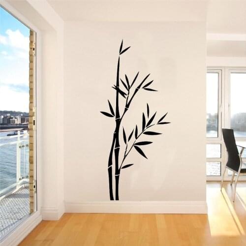 Simple Bamboo And Leaves Wall Sticker Decal Nature Trees And Flowers Home Living Room Decoration Removable A001917