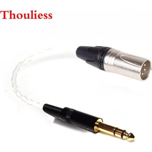 Thoulies 10cm HIFI 7n Silver Plated 6.35mm TRS 3pin Male to 4pin XLR Balanced Male Audio Adapter Cable 1/4 6.35 to XLR Connector