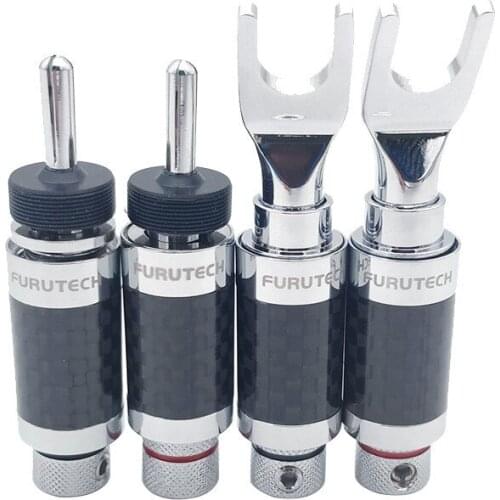 Furutech plated guy Y plug U-shaped speaker cable plug speaker amplifier speaker flagship carbon fiber self-locking plug