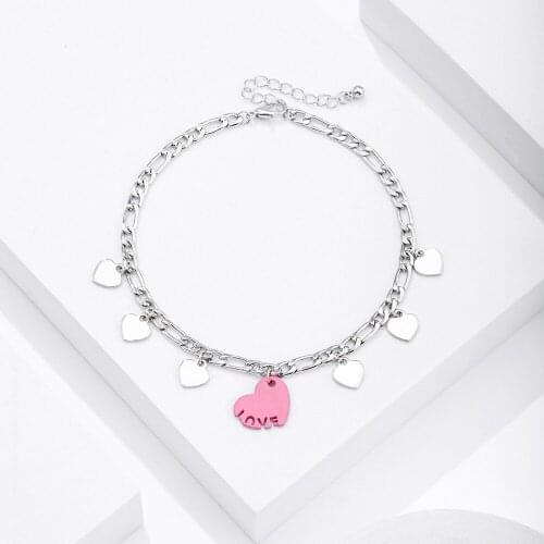 VG 6YM 2021 New Fashion Colorful Resin Love Heart Anklet Simple Design Foot Chain for Women Party Jewelry Accessories Wholesale