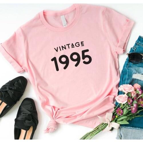 Vintage 1995 Aesthetic Cotton Shirt Casual Plus Size Women Unisex 26th Birthday T-shirt Fahsion Crew Neck Short Sleeve Top Tee