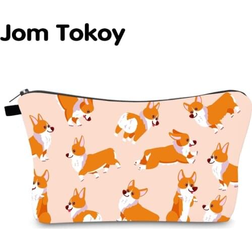 Waterproof Cosmetic Bag Corgi printing Pouches for Girl gift funny makeup bags for makeup artists