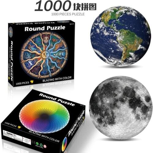 Adult 1000 pieces rainbow Earth Star Space circle 3D educational cartoon plane custom puzzle toy