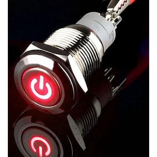 YOCOMYLY 16mm 24V Red Power LED momentary Metal Push Button Switch car boat electric