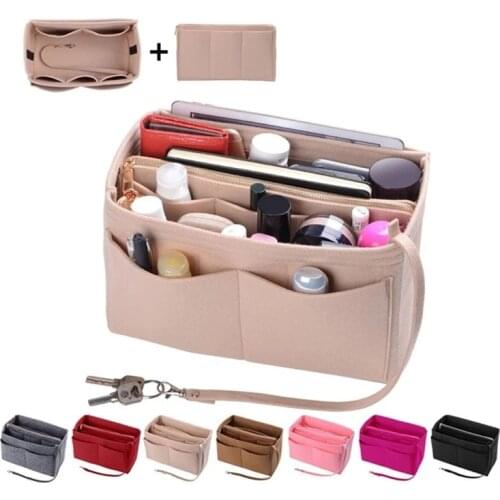 Womens Cosmetic Organizer Felt Cloth Insert Pouch Bag Multi-functional Travel Makeup Package Girl Storage Toiletry Liner Bags