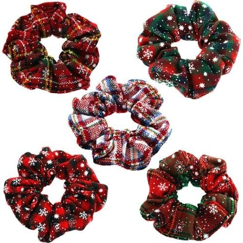 1PC Christmas Scrunchie Elastic New Handmade HeadBands Hair Rope Ponytail Holder Headdress Hair Accessories 2020 Fashion