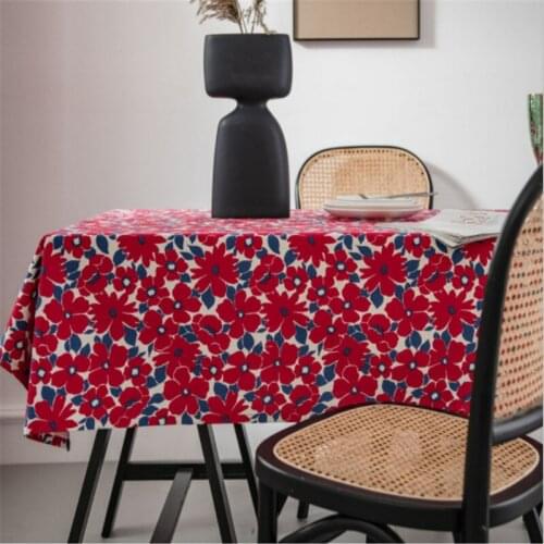 1PC Christmas Tablecloth Red Flower Printed Rectangle Oil-Proof Harvest Festival Table Cover Cloth Home Decora ZB-JD1091
