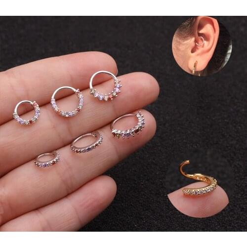 1PC Nose Piercing Body Jewelry Part Nose Hoop Nostril Nose Ring Tiny Flower Helix Cartilage Tragus Ring