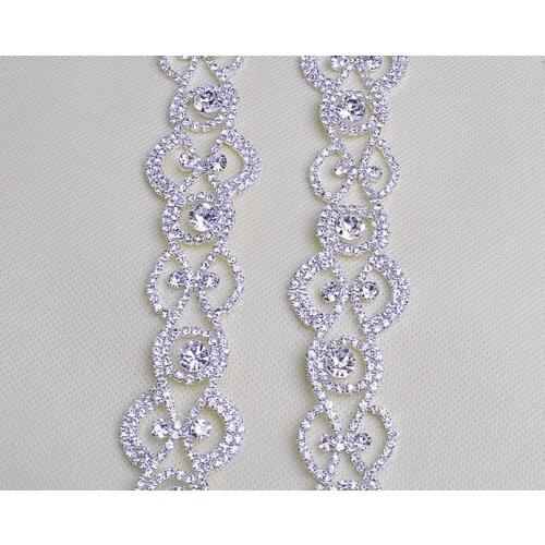 5Yards/lot Clear Sparkling Crystal Glass Rhinestone Bridal Trim Fashion Chain Silver KW0063