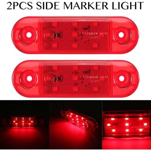 2X 12-24V 9 LED Car Truck Side Marker Light Lamp Tail Light Signal Indicator Warning for Trailer Caravan Lorry Van Red