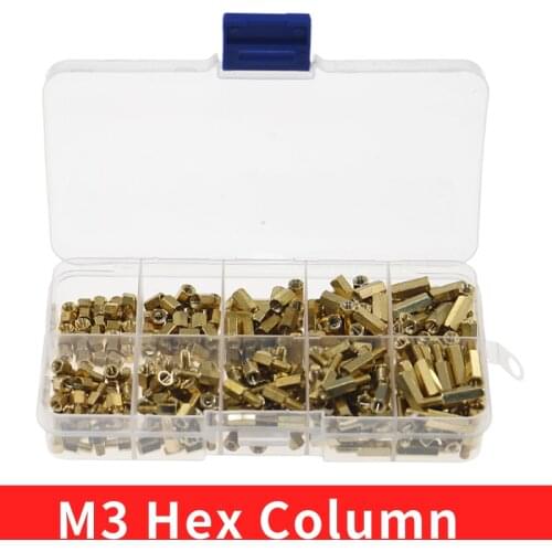 300Pcs/box 10value x 30pcs M3 Male-Female Brass Hex Column Standoff Support Spacer Pillar For PCB Board