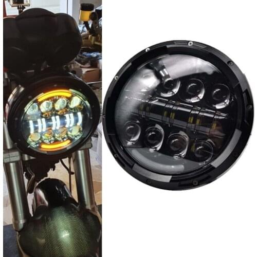 7 inch 80W Motorcycle LED Headlight Angle Eye with Amber Signal Halo DRL Halo for harley Street Glide Road King Ultra Classic