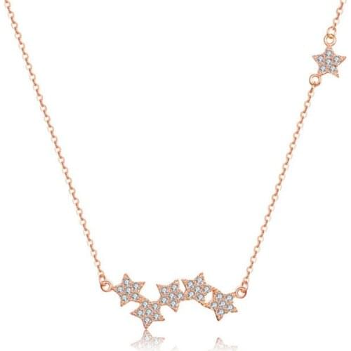 925 Sterling Silver Bling Five Connection Stars Pendant Necklace Hot Ins Fashion Designer Stars Jewelry For Women Girl Gift