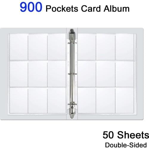 900 Pockets Card Binder Album for Pokemon TCG Baseball Football Game Sport Trading Card Sleeve Holder Storage 50 Removable Sheet