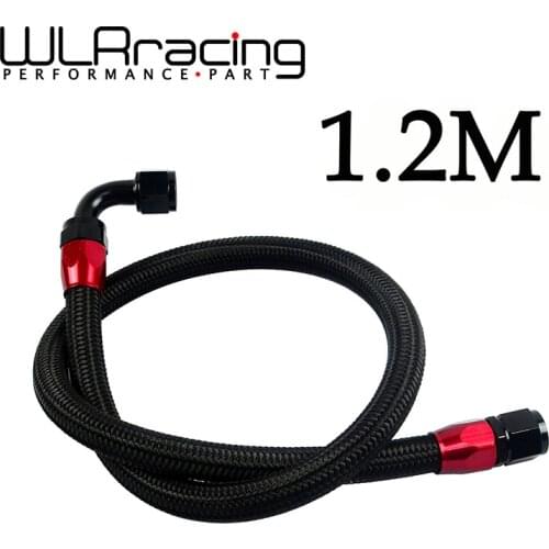 AN10 1.2M Black Stainless Steel Brained Oil Hose Line Hose Tube With Straight 90 Degree Swivel Hose End Fitting Installed