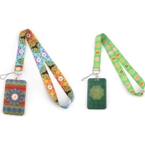 BG552 Yoga Women Fashion Lanyard ID Badge Holder Bus Pass Case Cover Slip Bank Credit Card Holder Strap Card Holder Gifts
