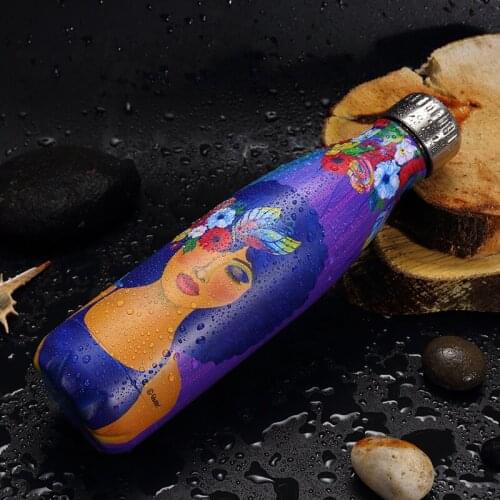 500ml water bottle Double wall Stainles Steel tumbler Water bottle keep Hot Cold Vacuum Flask for Sport Street graffiti trend