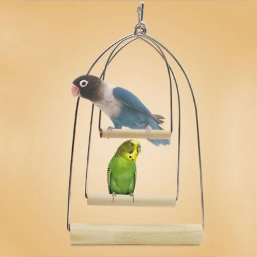 Wooden Birds U-shaped Perch Parrots Hanging Swing Bird Cage Toys Stand Climbing Holder Pendant for Parakeet Macaw Cockatiel C42