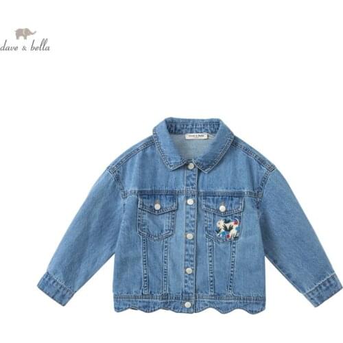 DKD18365 dave bella autumn kids girls fashion 5Y-13Y draped solid pockets coat cute children tops high quality outerwear