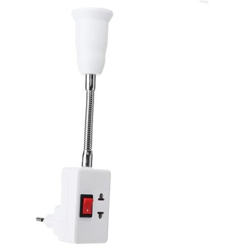 E27 Portable EU Plug Lamp Holder Extender Flexible with On/off Switch Button Adapter Lampholder for E27 Home Lighting Bulb