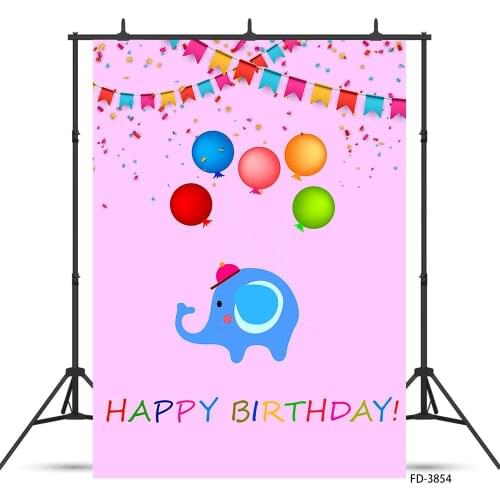 Cartoon Balloon Elephant Photo Background Photophone Birthday Party Banner Photography Backdrop Prop Studio Shoot For Baby Child
